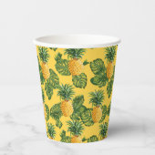 Ananas und tropische Blätter auf Gold Pappbecher (Vorderseite)