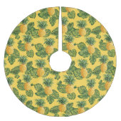Ananas und tropische Blätter auf Gold Polyester Weihnachtsbaumdecke (Vorderseite)