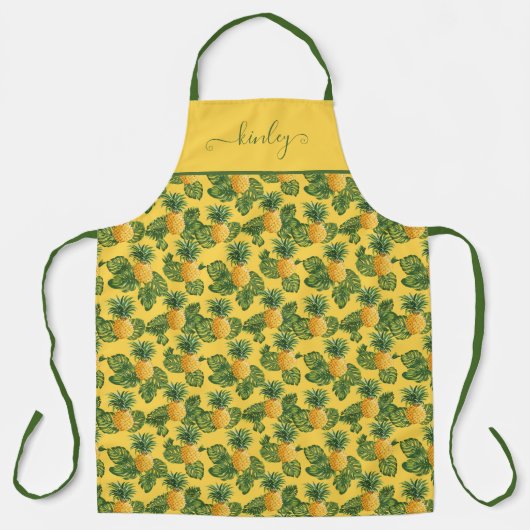 Ananas und tropische Blätter auf Gold Schürze (Vorderseite)