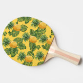 Ananas und tropische Blätter auf Gold Tischtennis Schläger (Seitenansicht)
