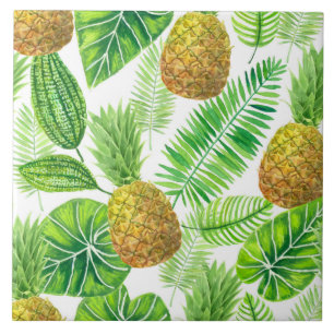 Ananas und tropische Blätter Fliese