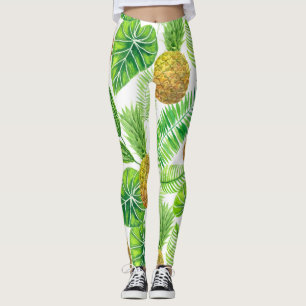 Ananas und tropische Blätter Leggings