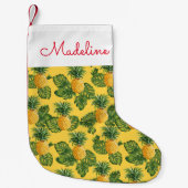 Ananas und tropische Blätter| Name hinzufügen Kleiner Weihnachtsstrumpf (Vorderseite)