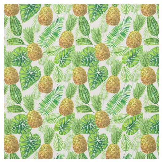 Ananas und tropische Blätter Stoff (Muster)