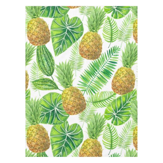 Ananas und tropische Blätter Tischdecke (Vorderseite)