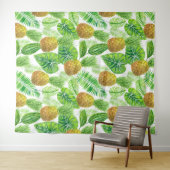 Ananas und tropische Blätter Wandteppich (Beispiel (Horizontal))