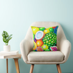 Ananas und tropische Früchte. Jetzt kaufen Kissen