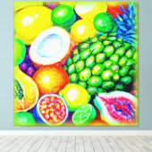 Ananas und tropische Früchte. Jetzt kaufen Leinwanddruck (Insitu (Holzboden))