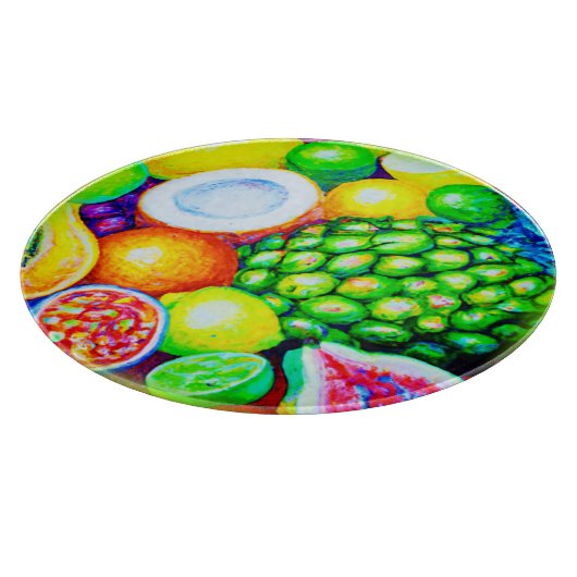 Ananas und tropische Früchte. Jetzt kaufen Schneidebrett (Ecke)