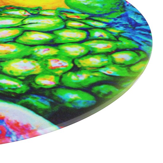 Ananas und tropische Früchte. Jetzt kaufen Schneidebrett (Ecke)