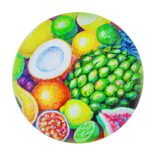 Ananas und tropische Früchte. Jetzt kaufen Schneidebrett (Vorderseite)