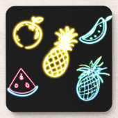Ananas und tropische Früchte Neon Getränkeuntersetzer (Vorderseite)