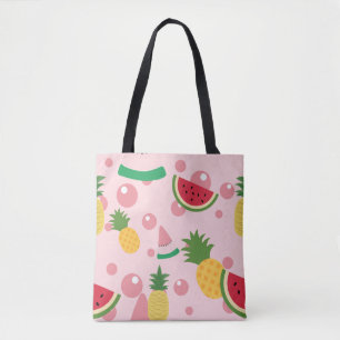 Ananas und Wassermelone Frucht Rosa Tasche