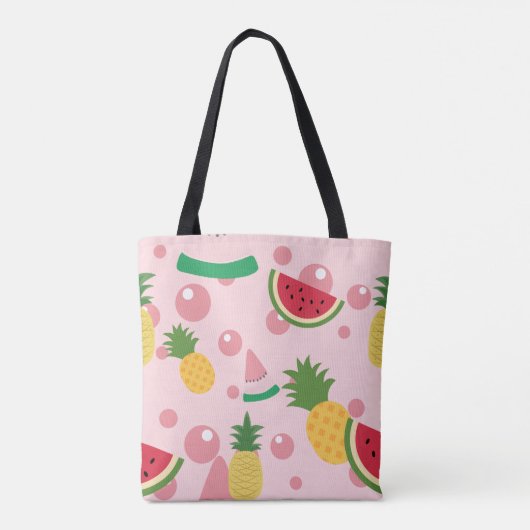 Ananas und Wassermelone Frucht Rosa Tasche (Rückseite)
