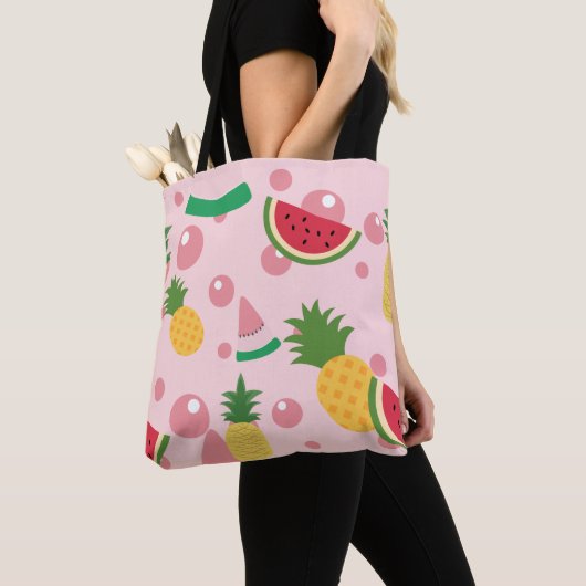 Ananas und Wassermelone Frucht Rosa Tasche (Von Nahem)