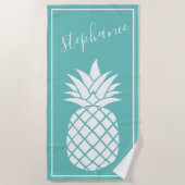 Ananas und Whimsical aqua handschriftlich Strandtuch (Vorderseite)