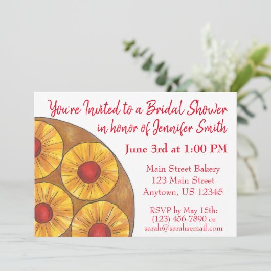 Ananas Upside Down Cake Brautparty Party Einladung (Stehend Vorderseite)