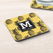 Ananas verläuft | Monogramm im Zickzack Getränkeuntersetzer (Linke Seite)