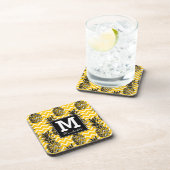Ananas verläuft | Monogramm im Zickzack Getränkeuntersetzer (Rechte Seite)
