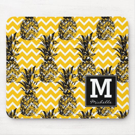 Ananas verläuft | Monogramm im Zickzack Mousepad (Vorne)