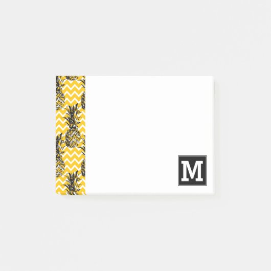 Ananas verläuft | Monogramm im Zickzack Post-it Klebezettel (Vorderseite)