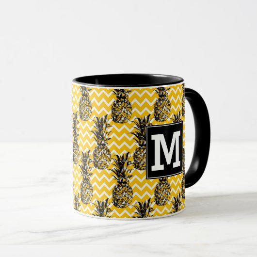 Ananas verläuft | Monogramm im Zickzack Tasse (VorderseiteRechts)