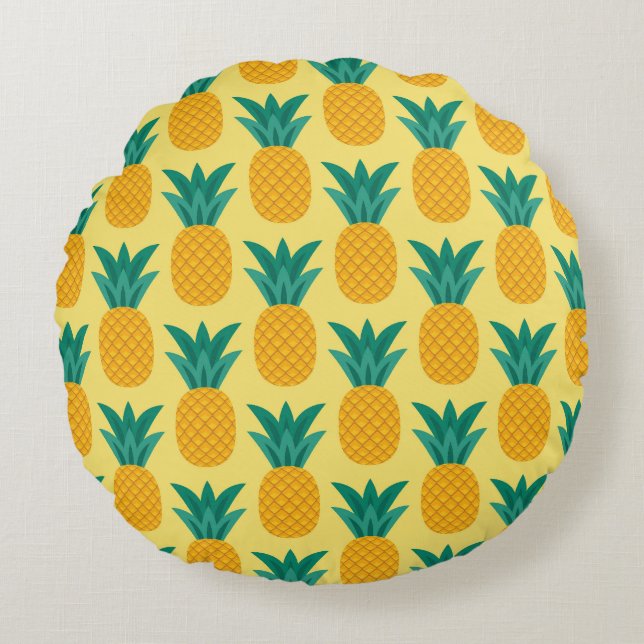 Ananas Vintag: Fruchtbares Muster Delight. Rundes Kissen (Vorderseite)