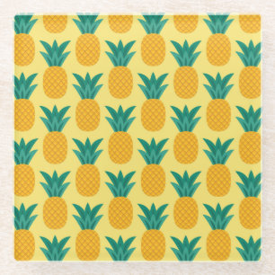 Ananas Vintage: Fruchtbares Mustervergnügen. Glasuntersetzer
