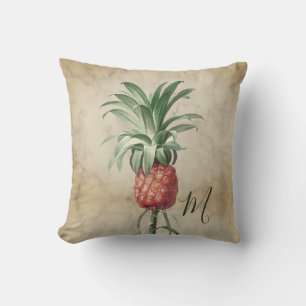Ananas Vintage Tropisch Elegantes Monogramm Kissen