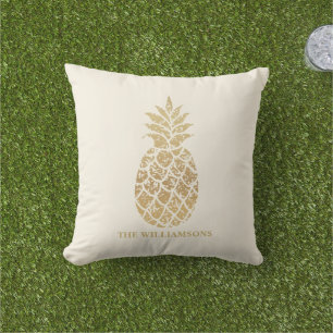 Ananas von Gold auf Elfenbeinküste Personalisiert Kissen