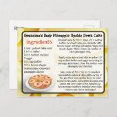 Ananas von Oma auf der Ab-Cake-Rezept-Karte Postkarte (Vorne/Hinten)