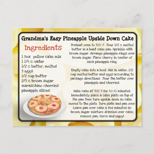 Ananas von Oma auf der Ab-Cake-Rezept-Karte Postkarte (Vorderseite)