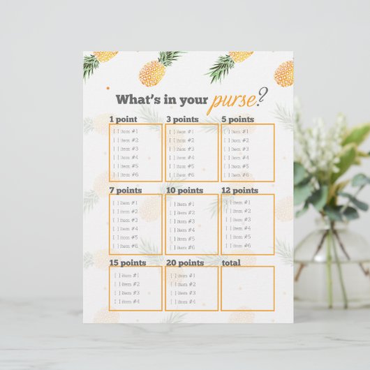 Ananas Was ist in deiner Handtasche? Brautparty-Sp (Stehend Vorderseite)