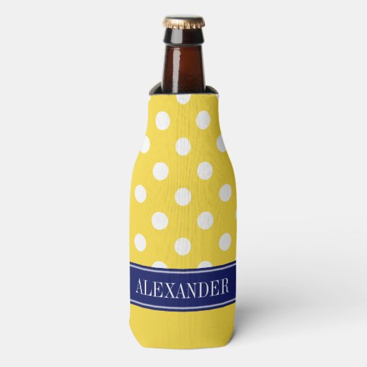 Ananas, was LG Polka Dot CB Navy Name Monogram Flaschenkühler (Flaschenvorderseite)