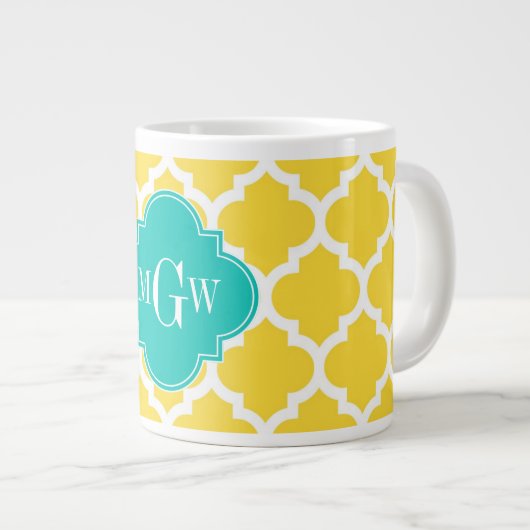 Ananas, was marokkanisch #5 Aquamarin 3 Anfangsmon Jumbo-Tasse (Vorderseite Rechts)