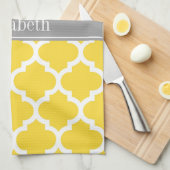 Ananas, was marokkanisch #5 Dk Gray Name Monogram Geschirrtuch (Viertel Falte)