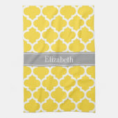 Ananas, was marokkanisch #5 Dk Gray Name Monogram Geschirrtuch (Vertikal)