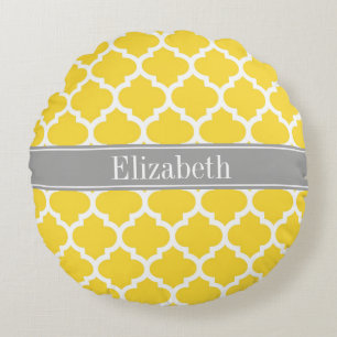 Ananas, was marokkanisch #5 Dk Gray Name Monogram Rundes Kissen