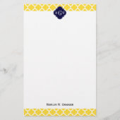 Ananas, was marokkanisch #5 Navy 3 Anfangsmonogram Briefpapier (Vorderseite)