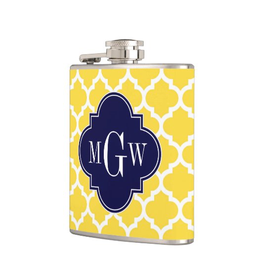 Ananas, was marokkanisch #5 Navy 3 Anfangsmonogram Flachmann (Links)