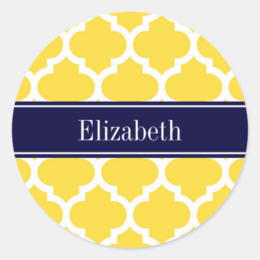 Ananas, was marokkanisch #5 Navy Blue Name Monogra Runder Aufkleber (Vorderseite)