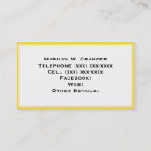 Ananas, was marokkanisch #5 Navy Blue Name Monogra Visitenkarte (Rückseite)