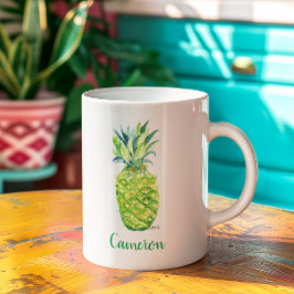 Ananas Wasserfarbe Original Art Boho Gelb Kaffeetasse