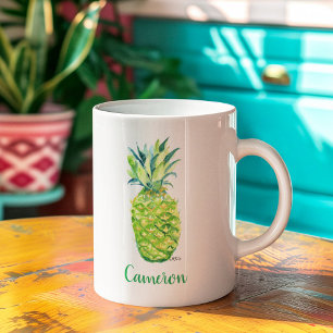 Ananas Wasserfarbe Original Art Boho Gelb Kaffeetasse
