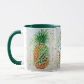 Ananas Wasserfarbe Tropische Früchte Zitronengrün Tasse (Links)