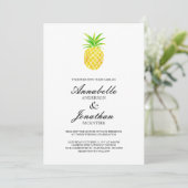 Ananas Wasserfarbe Tropische Hochzeit Einladung (Stehend Vorderseite)