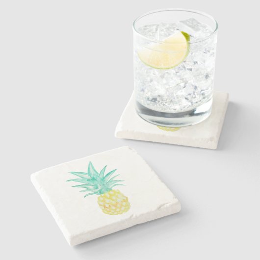 Ananas Wasserfarbener Marmor Stone Untersetzer (Seitenansicht)
