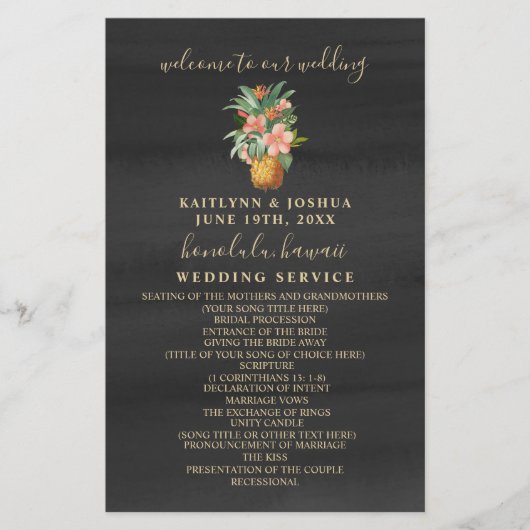 Ananas-Wasserfarbenhochzeit (Vorderseite)