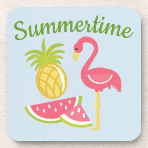 Ananas, Wassermelone, Flamingo-Achterbahn - Set vo Getränkeuntersetzer