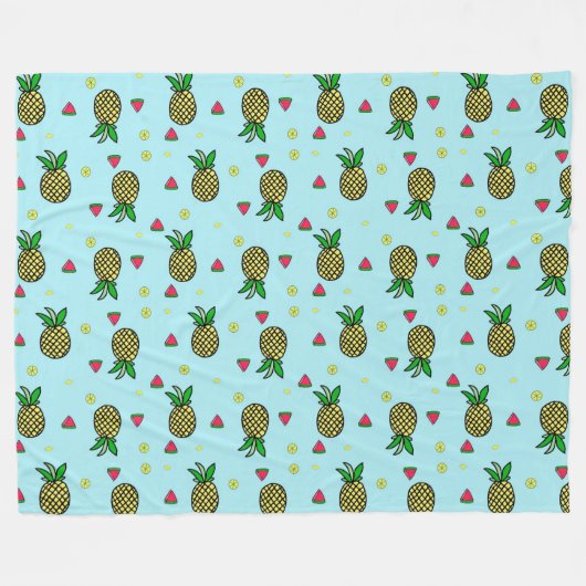 Ananas, Wassermelonen und Zitronen Fleecedecke (Vorderseite (Horizontal))